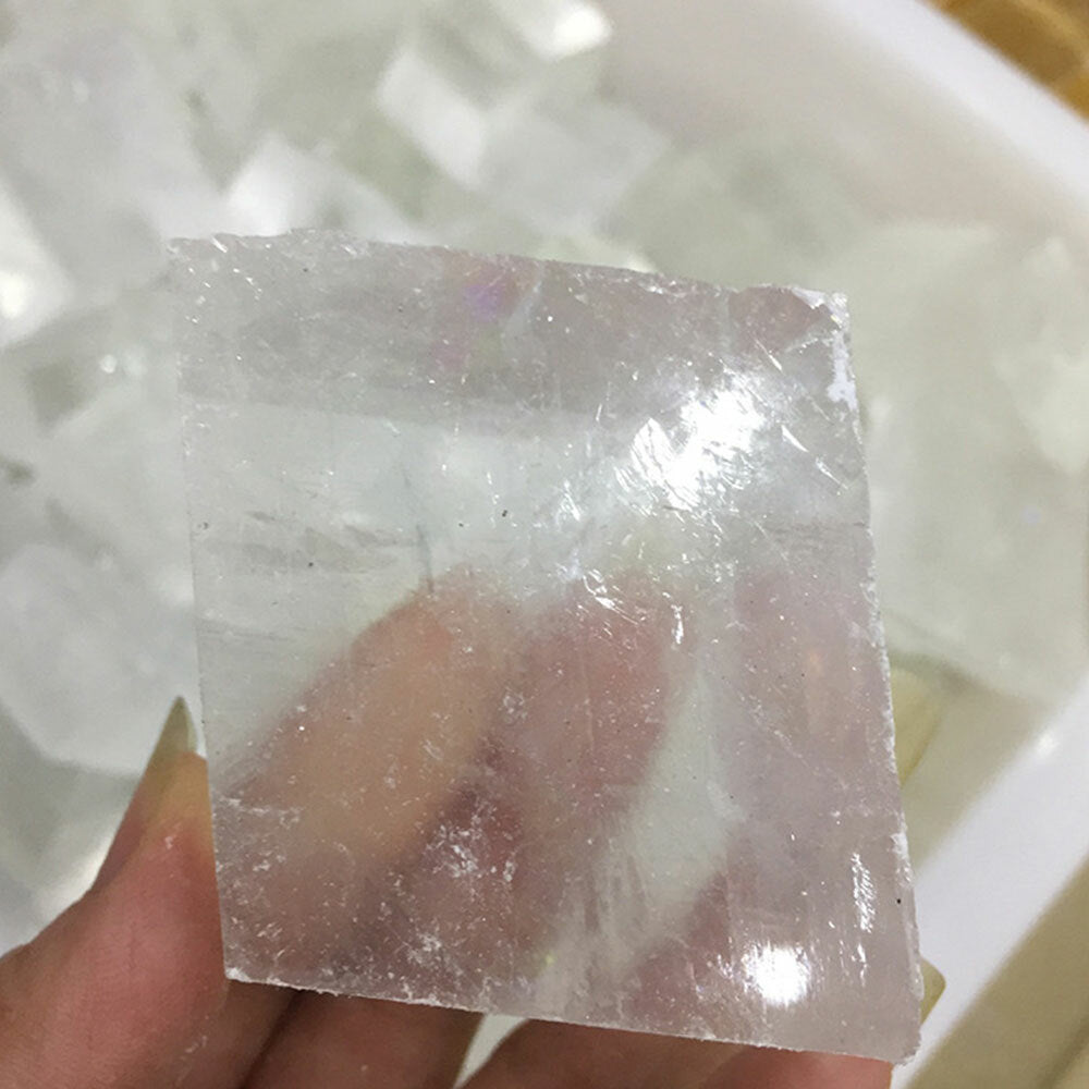 1pc Natural Iceland Spar Quartz Crystal Mineral Teaching Healing 30g+-