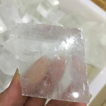 1pc Natural Iceland Spar Quartz Crystal Mineral Teaching Healing 30g+-