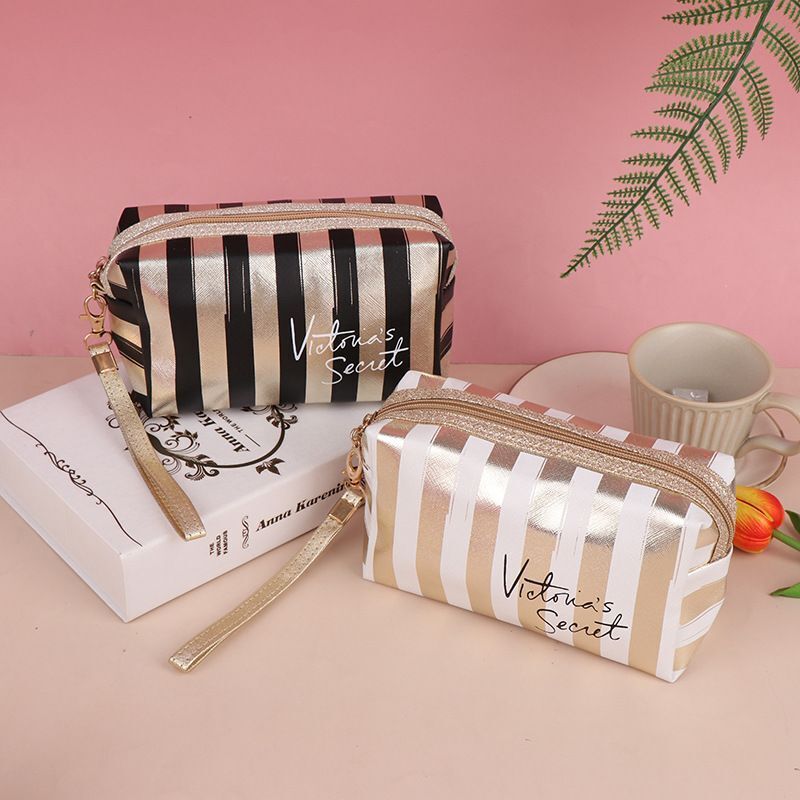 Stripe Makeup Case Pouch Octagonal Storage Bag Handbag Toiletry Travel Organizer