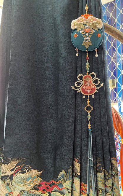 Original Hanfu Pendant Embroidered Sachet Tassel Ornament for Horse Face Skirt