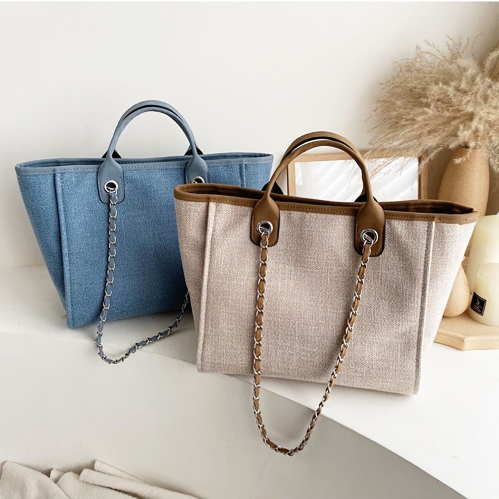 Shoulder Bag Casual Chain Messenger Bags Canvas Leisure Handbags 42*27*16 CM 1PC