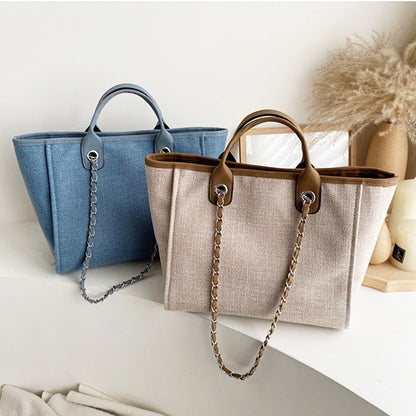 Shoulder Bag Casual Chain Messenger Bags Canvas Leisure Handbags 42*27*16 CM 1PC