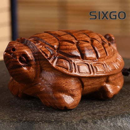 6.5cm Rosewood Solid Wood Carving Turtle Handheld Pendant Chinese Ornament