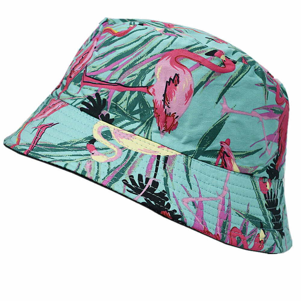 Unisex 100% Cotton Bucket Hat Boonie Hunting Fishing Outdoor Reversible Cap