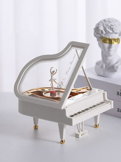 Music Box Plastic Piano Model Dancing Ballerina Classic Birthday Gift 13x12x16cm