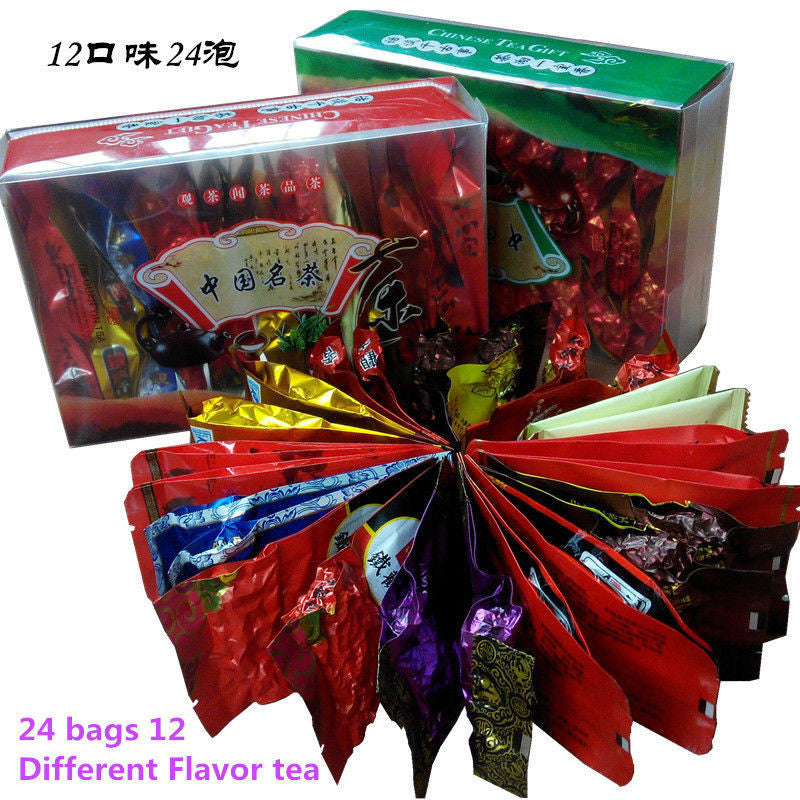 Super Popular 24 Bags Chinese Famous Tea,including Black/Green/Jasmine Tea