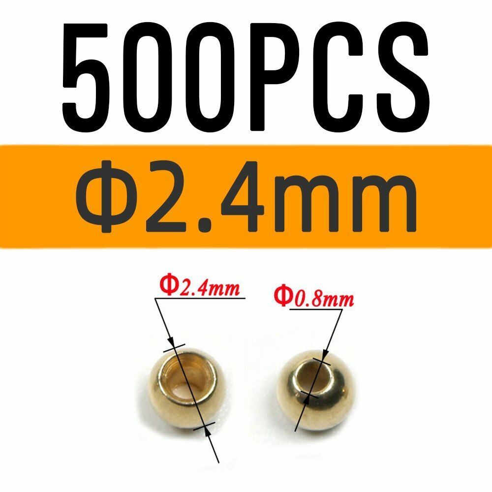 Brass Beads Head 100/500/1000 PCS Fly Tying Nymph Streamer Bugs Hook 2.4mm 2.8mm