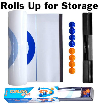Tabletop Mini Curling Game, Measures Almost 4 Feet Long and Rolls Up Quickly