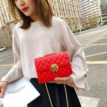 Lady Bags Fashion Women Shoulder Bag Pu Material Chains Crossbody Bag Black