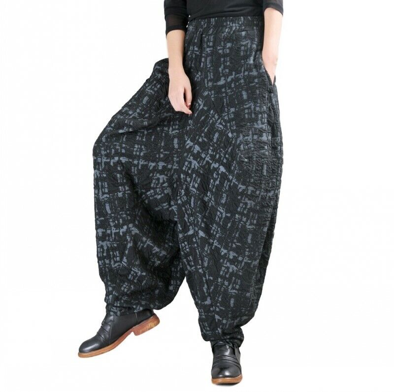 Ethnic Women Retro Jacquard Thick Bloomers Baggy Harem Pants Loose Fit Leisure L