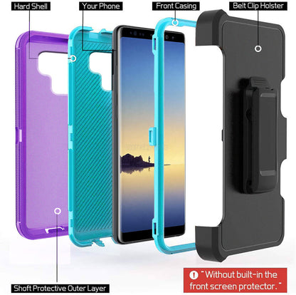 Case Clip Holster Cover,Tempered Glass Protector For Samsung Galaxy Note 8