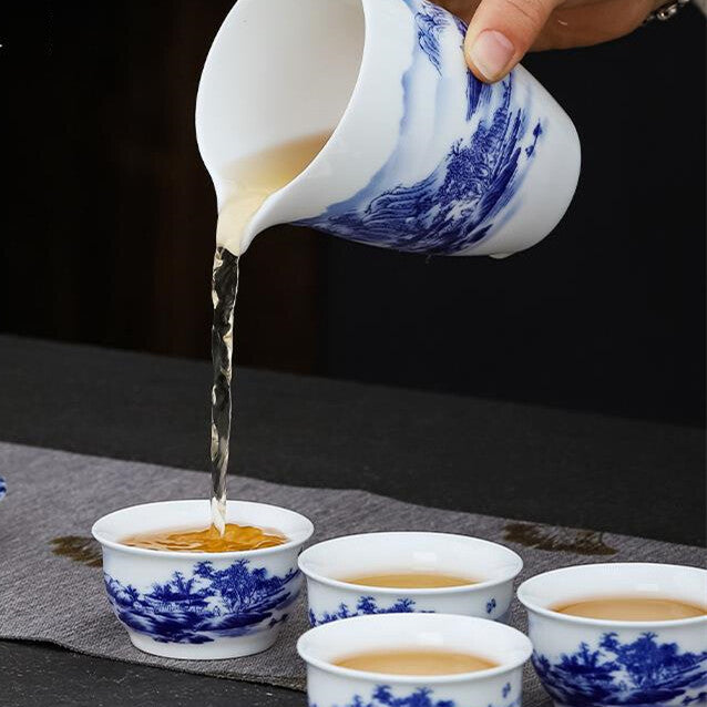 Blue-and-white Porcelain Tea Set Chinese Ceramic Tea Pot Gaiwan Matching Tea Cup
