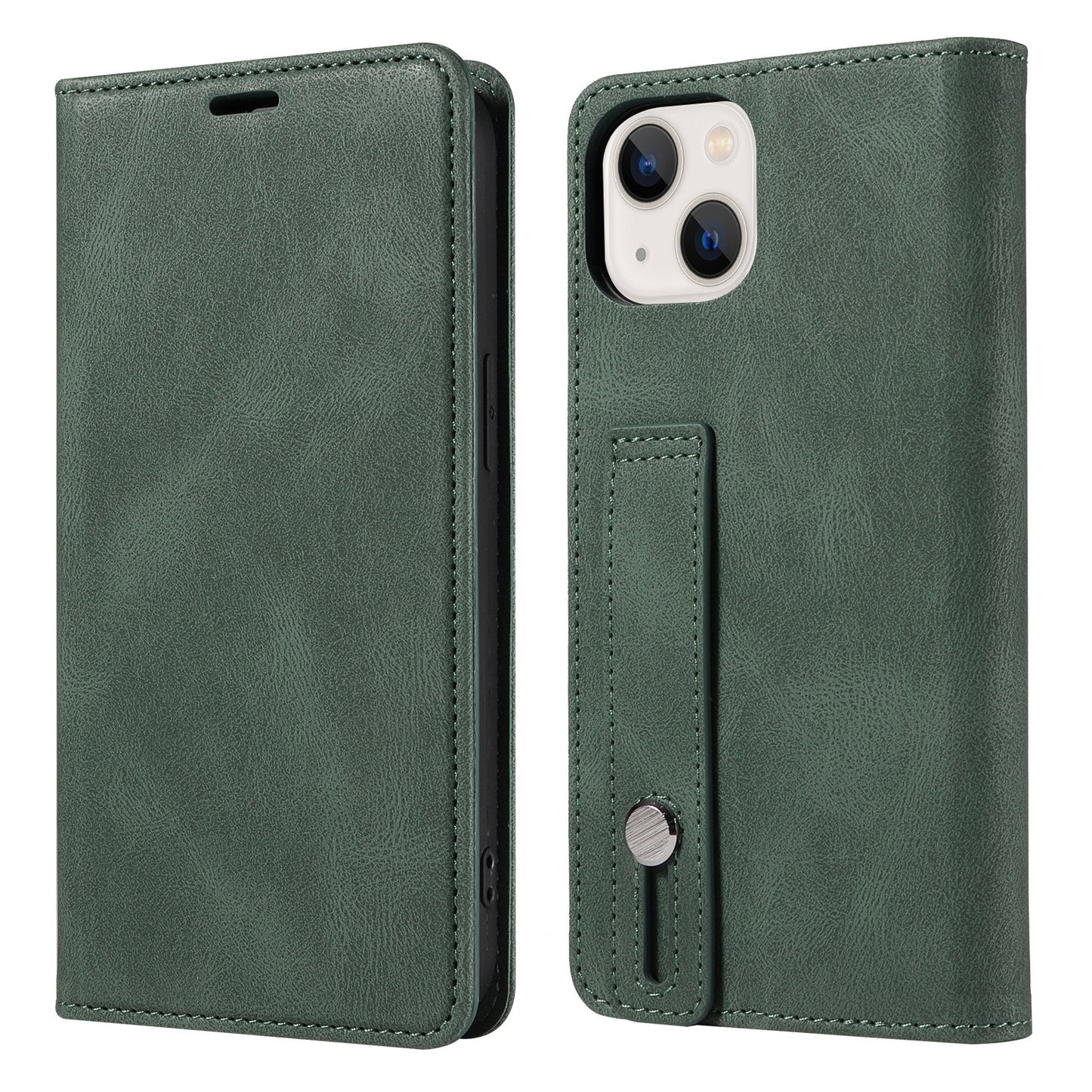 iPhone17/16/SE Wrist Strap Leather Cover Samsung S25 Flip Cover
