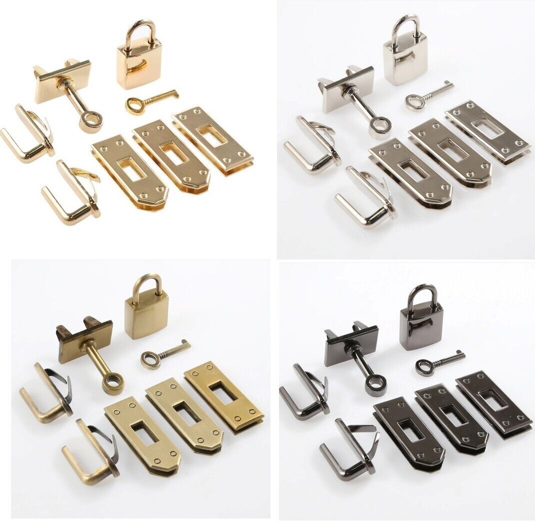 Women Handbags Lock Button 7Pcs Metal Clasp Leather Crafts Purse Bag Accessories