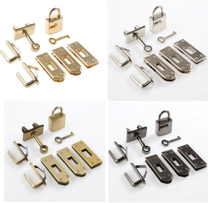 Women Handbags Lock Button 7Pcs Metal Clasp Leather Crafts Purse Bag Accessories