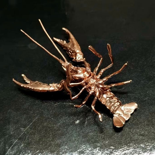 Red Copper Lobster Animal Figurine Statue Pet Tea Table Fish Tank Decor