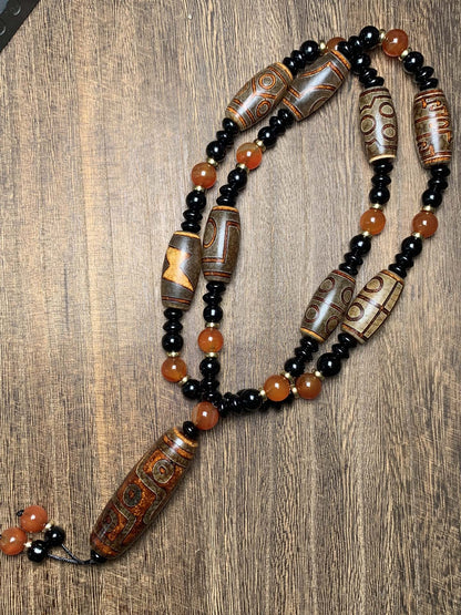 Collection Tibetan Style Old Agate Three~Nice Eyes Dzi Bead Amulet Pendant 2