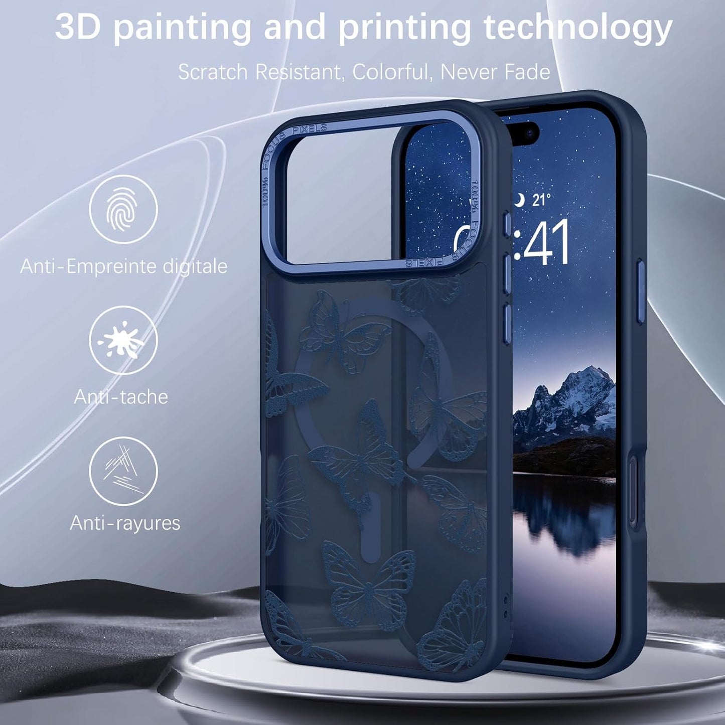 for Iphone 17 Pro Case, Cute Butterfly Pattern Magnetic 17 Pro Phone Case [Compa