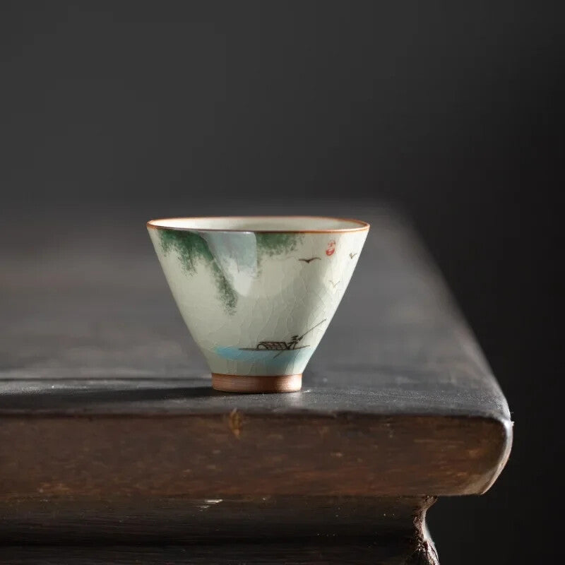 Hand Painted Lotus Teacup Ceramics Master cup Vintage Chinese Kung Fu Tea Bowl