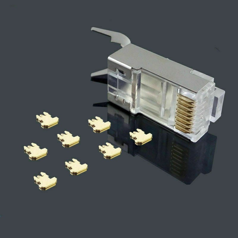 10Pcs 1.45mm Network Connectors RJ45 Cat7 Gold Plated FTP Modular Plug F