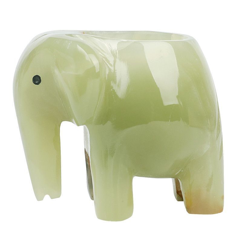 Candle Holder Natural Stone Afghan Jade Elephant Carvings Decorative Candlestick