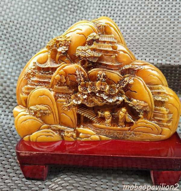 Natural Shoushan Stone Hand-carved Crafts Landscape Matsushita Old Man Statue