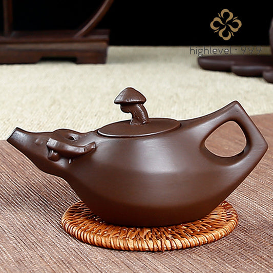 130ml Chinese Yixing Ox Design Purple Clay Pot Zisha Clay Pottery Teapot Tea Set