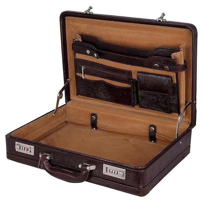 New Leather Travel Briefcase Combination Lock Office Business Handbag