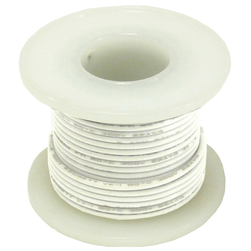 25 Feet White 22 Gauge Stranded Hook-Up Wire, Tinned Copper, PVC Insulation