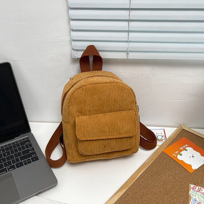 Fashion Women Backpack Corduroy Small Student Bookbag Traveling 19*19*9CM Square