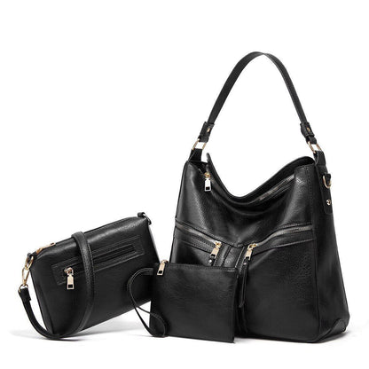 Women's Black Tote Bag New Fashion Simple Shoulder Bag Hand Messenger Bag