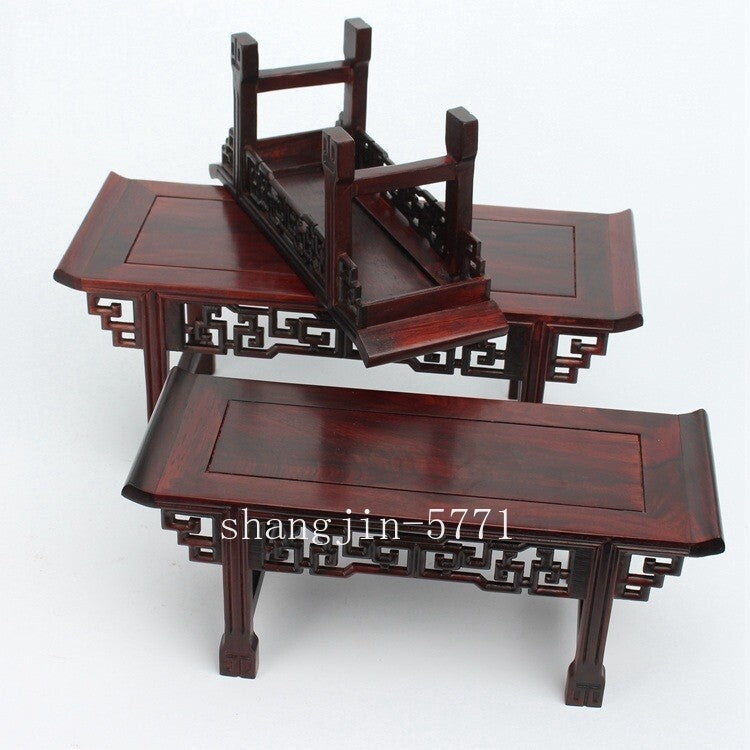 Chinese Rosewood Miniature Shelf Stand Pot Bonsai Statue Table Display Rack Base