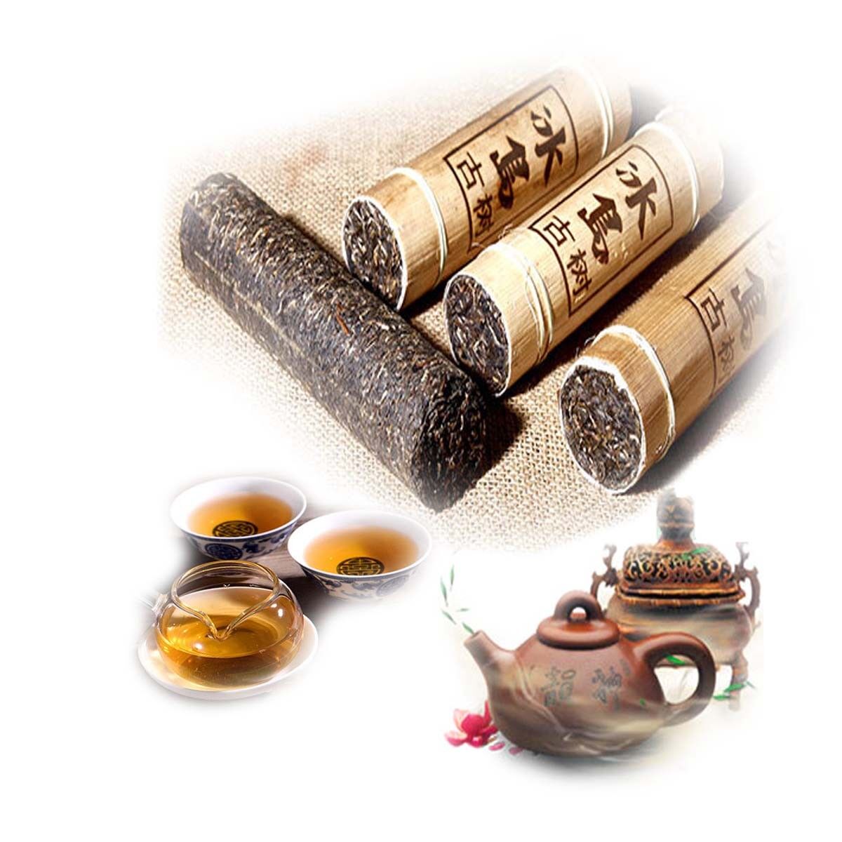 Yunnan BingDao Old Pu'er Tree Healthy Drink500g Cha Puer Tea Bamboo Package-