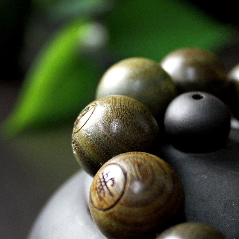 Green Sandalwood Bracelet Shaolin Temple Buddhist Monk Prayer Mala Beads