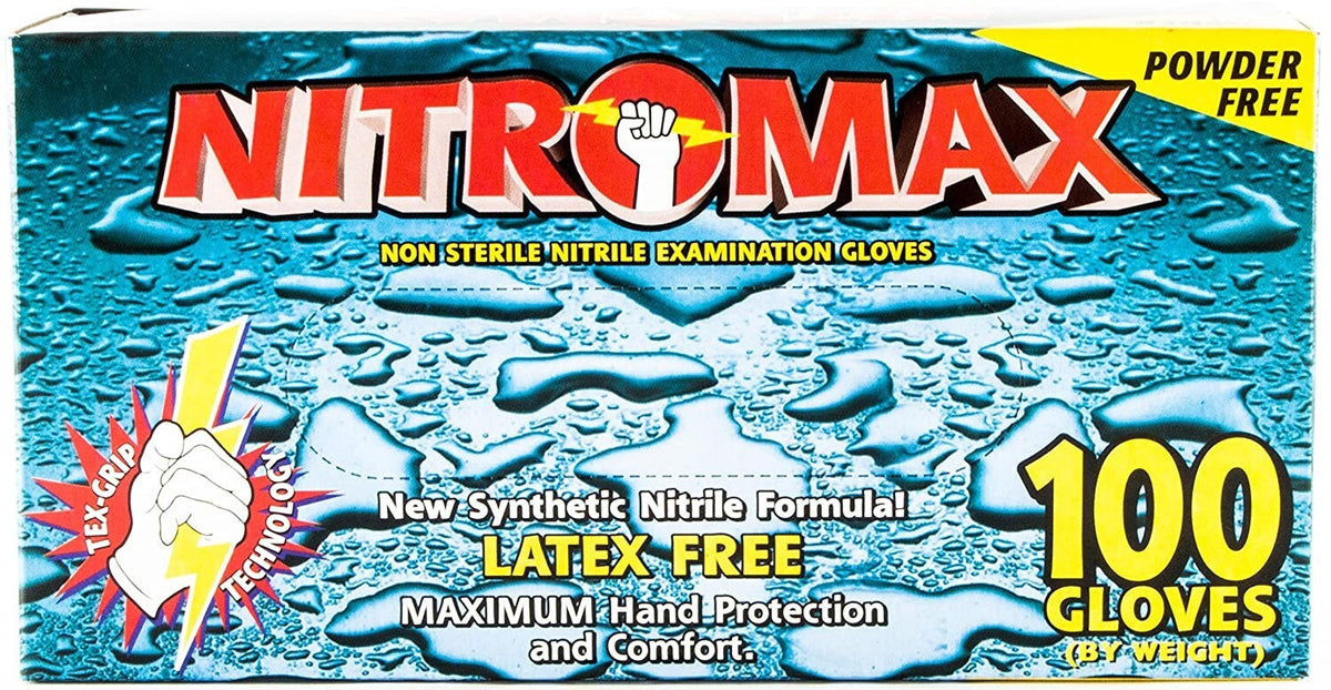 100 Count SIZE X-LARGE Powder-Free Nitrile Gloves, 5 Mil, Food Grade, Disposable