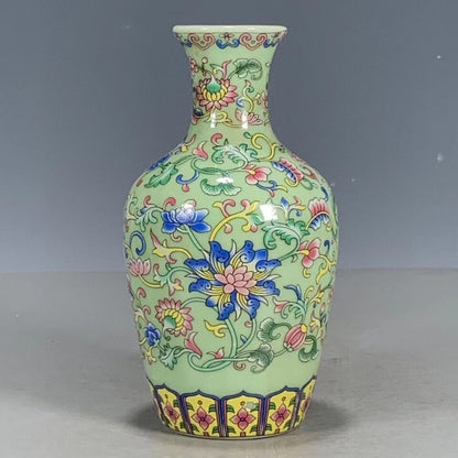 Vintage Exquisite Chinese Porcelain Painted Hundred Flower Pattern Vase 14.5cm