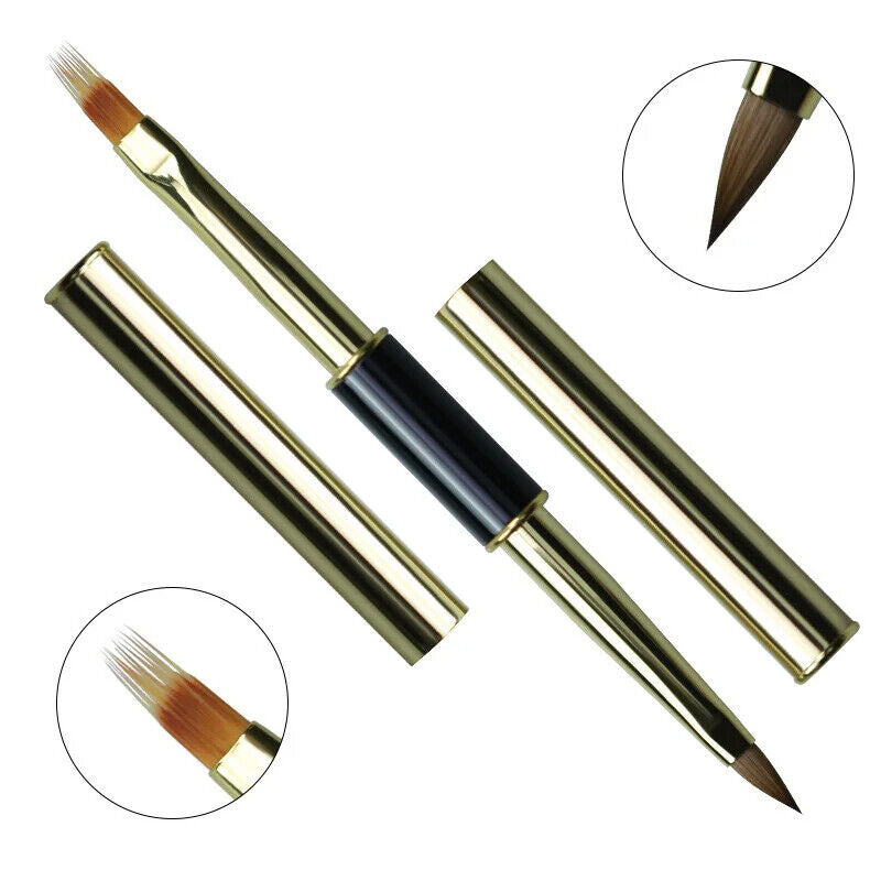 Nail Art Tool Dual End Stripe Liner DIY Liquid Powder Acrylic Painting Brush Pen