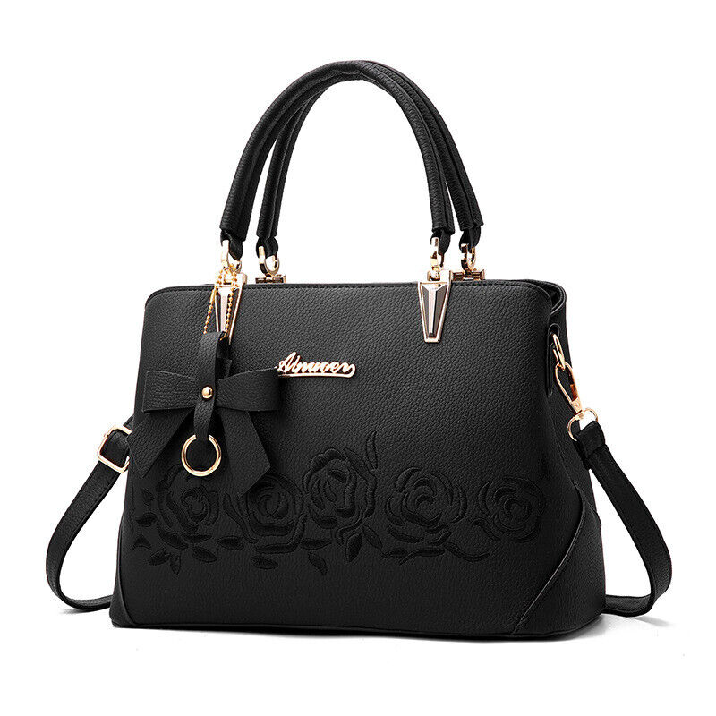 Fashion Women Ladie PU Leather Handbag Shoulder Bag Flower Satchel Messenger Bag