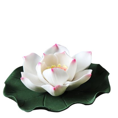 3.9" Creative Tea Pet Lotus Flower Design Carved Incense Burner House Decoration