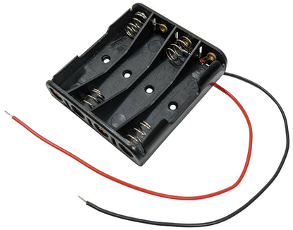 AAA 4 Battery Holder with Wire Leads, Holds Four AAA Batteries