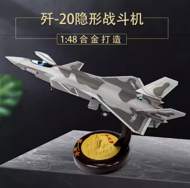 1:48 46CM J-20 Stealth Fighter Plane Diecast Aviation Military Aircraft Model