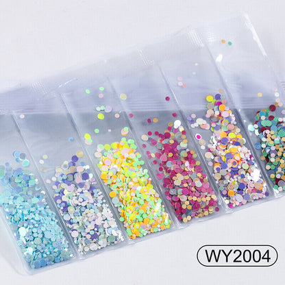 6 grids/bag Nail Art Sequins Colorful Nail Polish Flakes Foils For ManicurSE