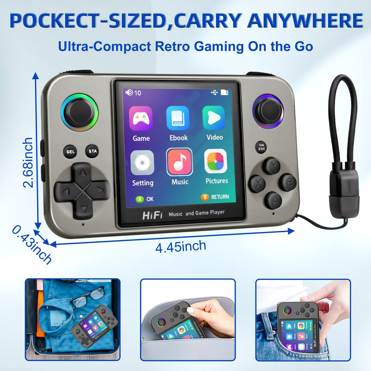 L8 Handheld Game Console Metal MINI Ultra-Thin Retro Gaming Handheld