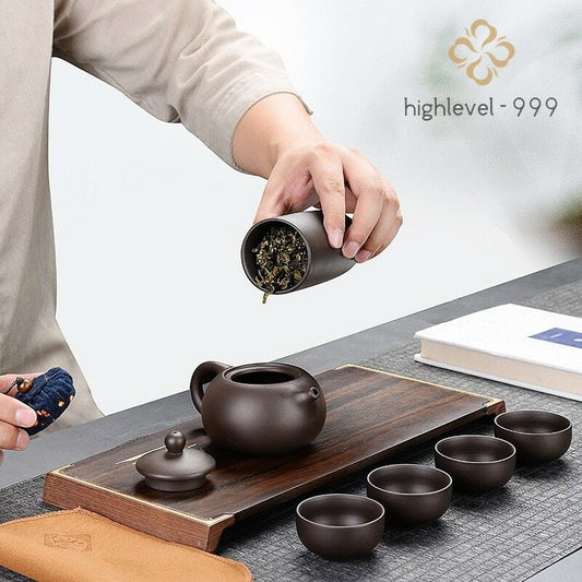 Tea Set Clay Ceramic Teapot Chinese Yixing Pot Cups Traditional Serving Handmade