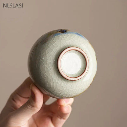140ml Crack Glaze Ceramic Tea Cups Hand-painted Porcelain Master Cup Tea