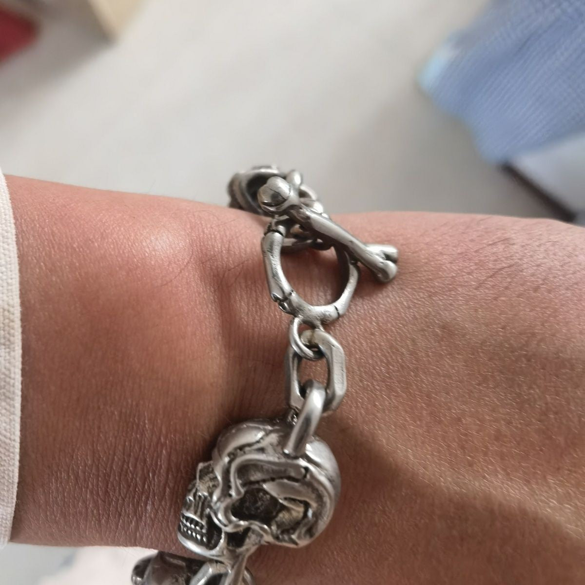 White Copper Miaoyin Skull Bracelet Punk Rock Six Ghosts Lucky Chain