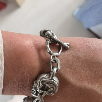 White Copper Miaoyin Skull Bracelet Punk Rock Six Ghosts Lucky Chain