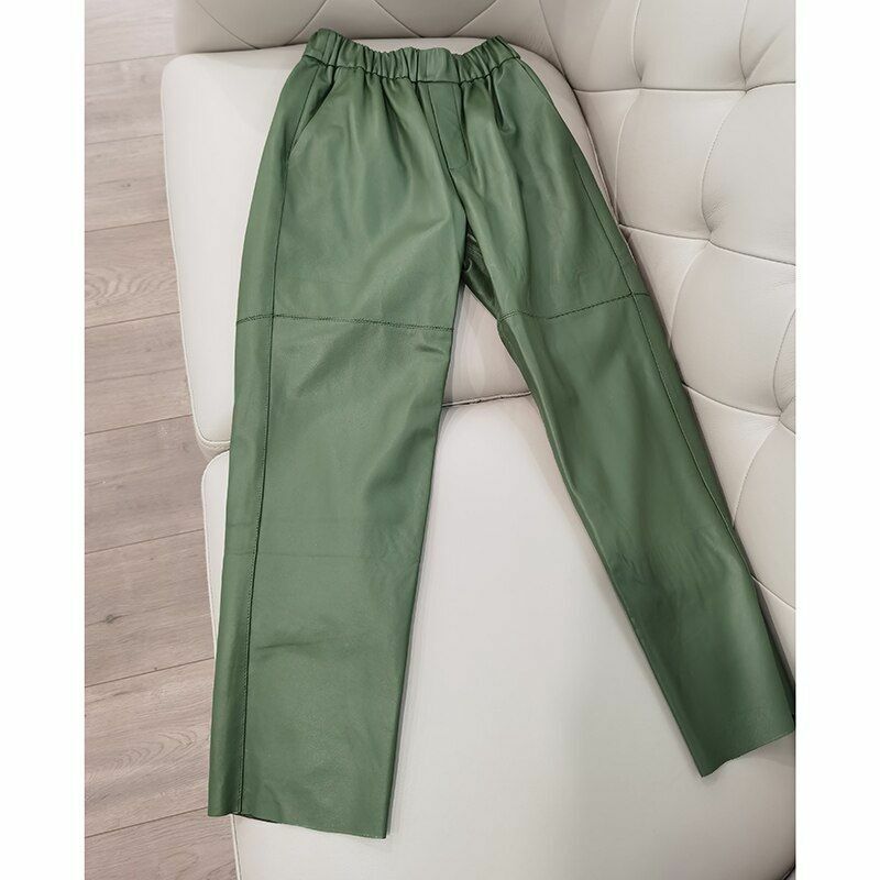 Women Pants Real Leather Leather Trousers High Waist Harem Plus Size Streetwear