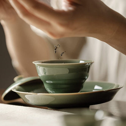 130ml Retro Ceramics Gaiwan Handmade Tea Bowl Cup Tureen Kung Fu Tea Set Tea