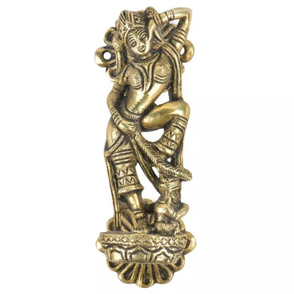 Set of 2 Antique Look Brass Hindu Goddess Statue Carved Door Handle